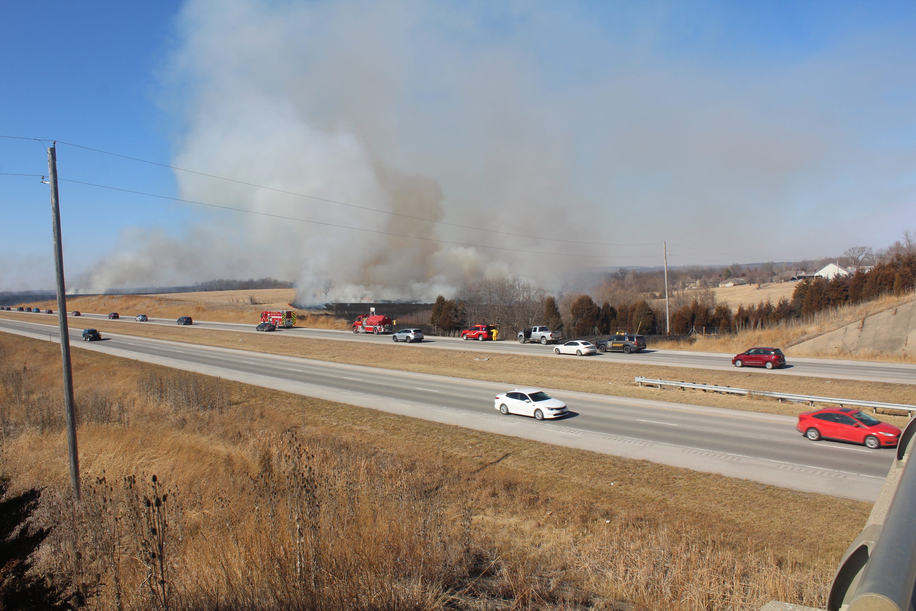 Crews battle grass fires near Eudora; K10 closes temporarily News